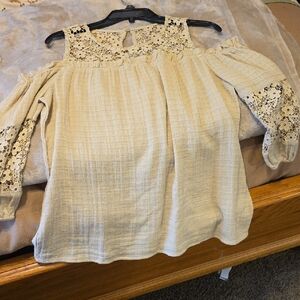 Lace Accent Cream Women's Top